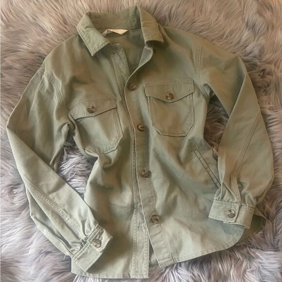 H&M Girl’s Denim Olive Shacket, 12 - Picture 1 of 7